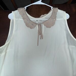 LC Lauren Conrad Cream Tank Top with Tan Collar